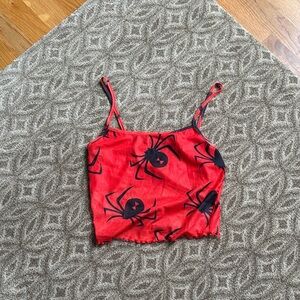 SHEIN Red and Black Spider Patterned Camisole